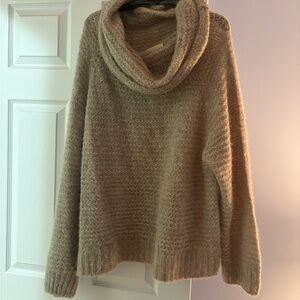 Cozy Tan Oversized Cowl Neck Sweater